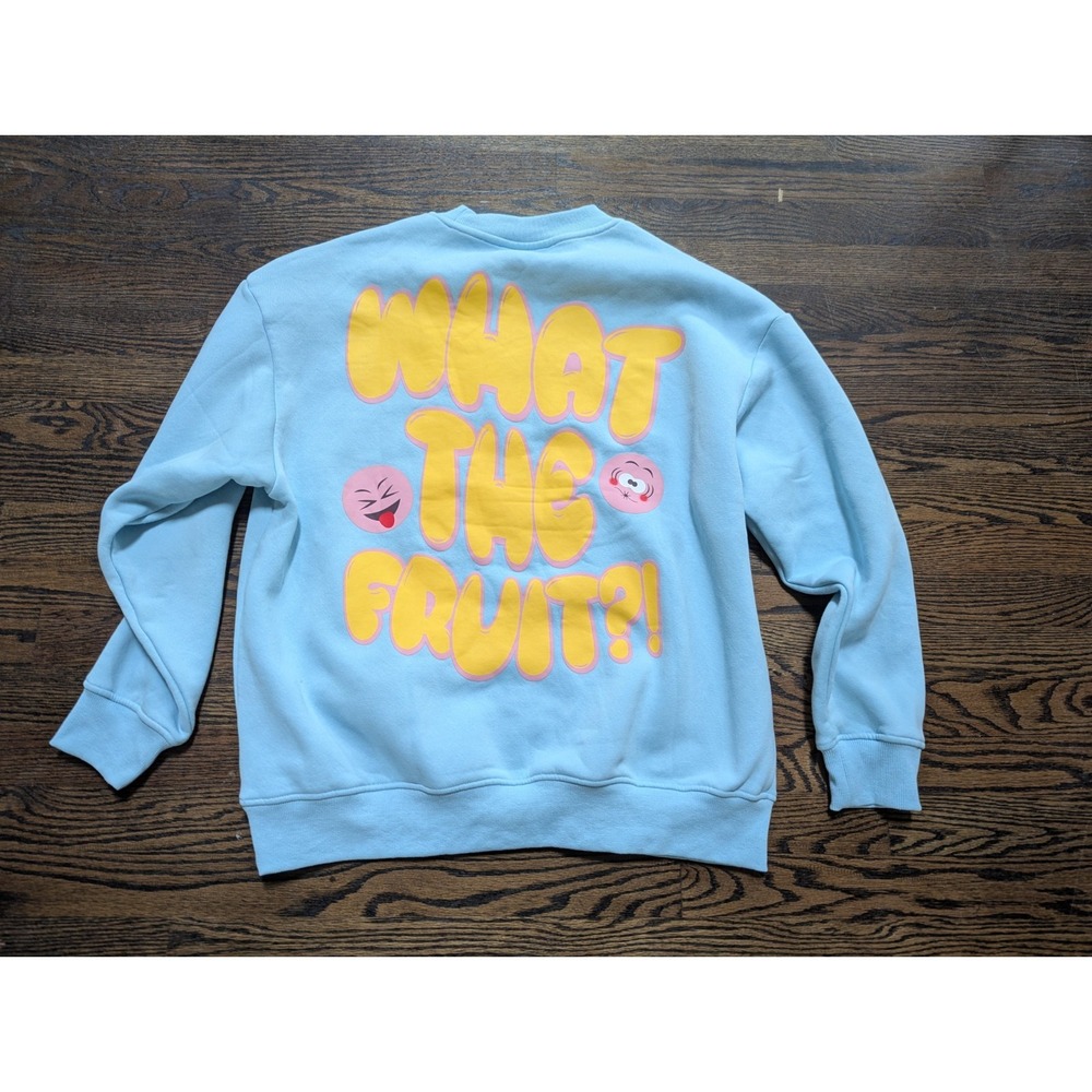 mens Fruit Riot Blue Crewneck Sweatshirt What The Fruit Graphic Size M L Top